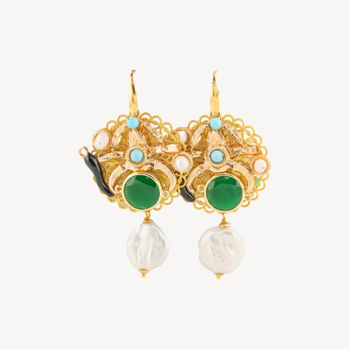 Pendientes de Bronce, Piedra y Cristal MOD.23