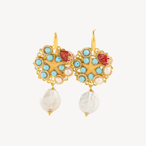 Boucles d'oreilles en bronze, pierre et cristal MOD.27