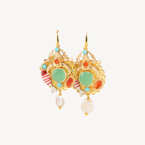 Boucles d'oreilles en bronze, pierre et cristal MOD.28