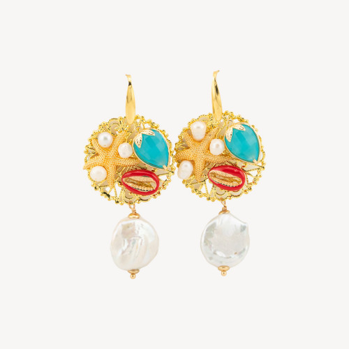 Bronze, Stone, and Crystal Earrings MOD.4