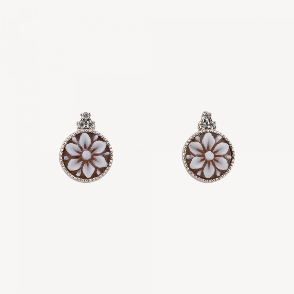 Orecchini In Argento 925 Con Cammeo Italiano Artigianale 09mm-ARGENTO 925 DESIGN ITALY | Worldofjewel.com