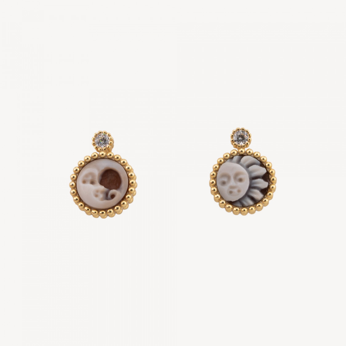 Orecchini In Argento 925 Con Cammeo Italiano Artigianale 09mm Dorato-ARGENTO 925 DESIGN ITALY | Worldofjewel.com