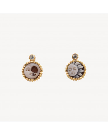Orecchini In Argento 925 Con Cammeo Italiano Artigianale 09mm Dorato-ARGENTO 925 DESIGN ITALY | Worldofjewel.com