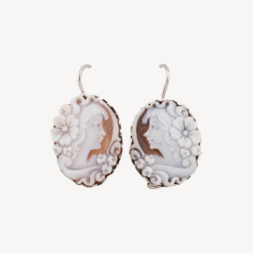 Pendientes de plata 925 con camafeo italiano de 20 mm hecho a mano