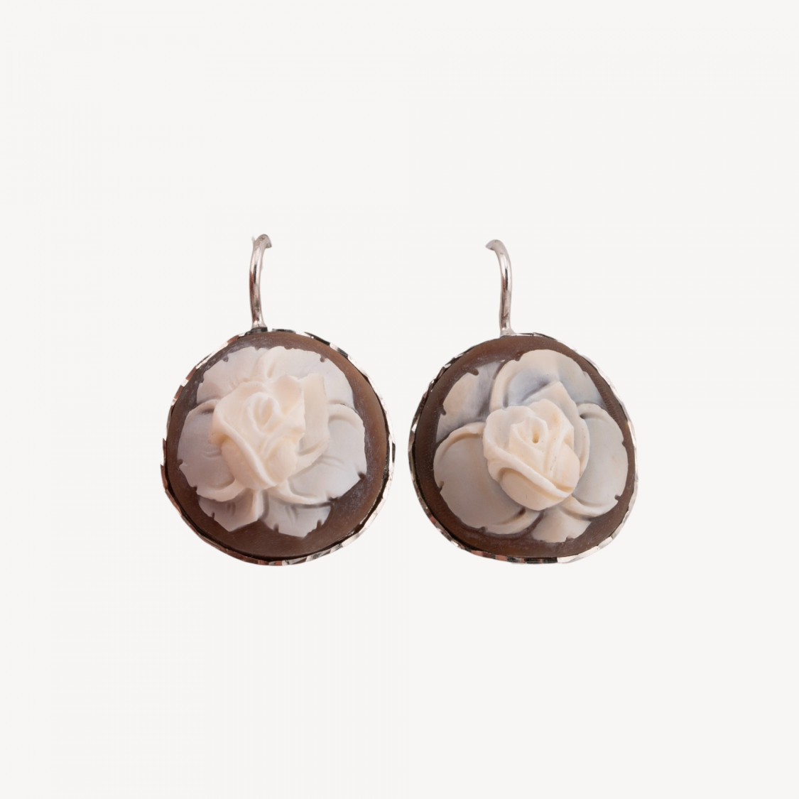 925 Silver Earrings with 9mm Italian Handcrafted Cameo-SILVER 925 DESIGN ITALY | Worldofjewel.com