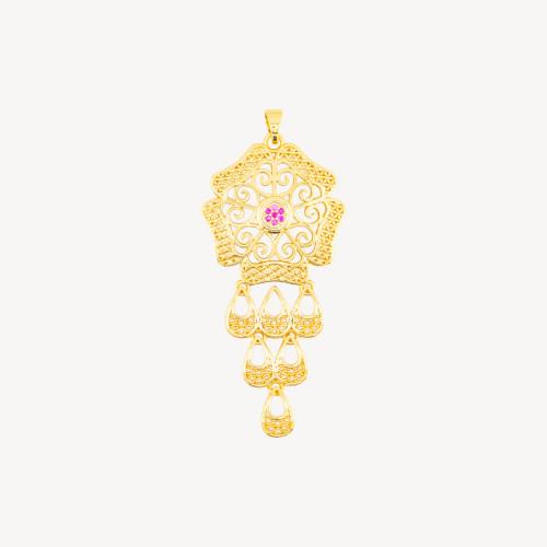 Brass Pendant with Zircons 34x72mm