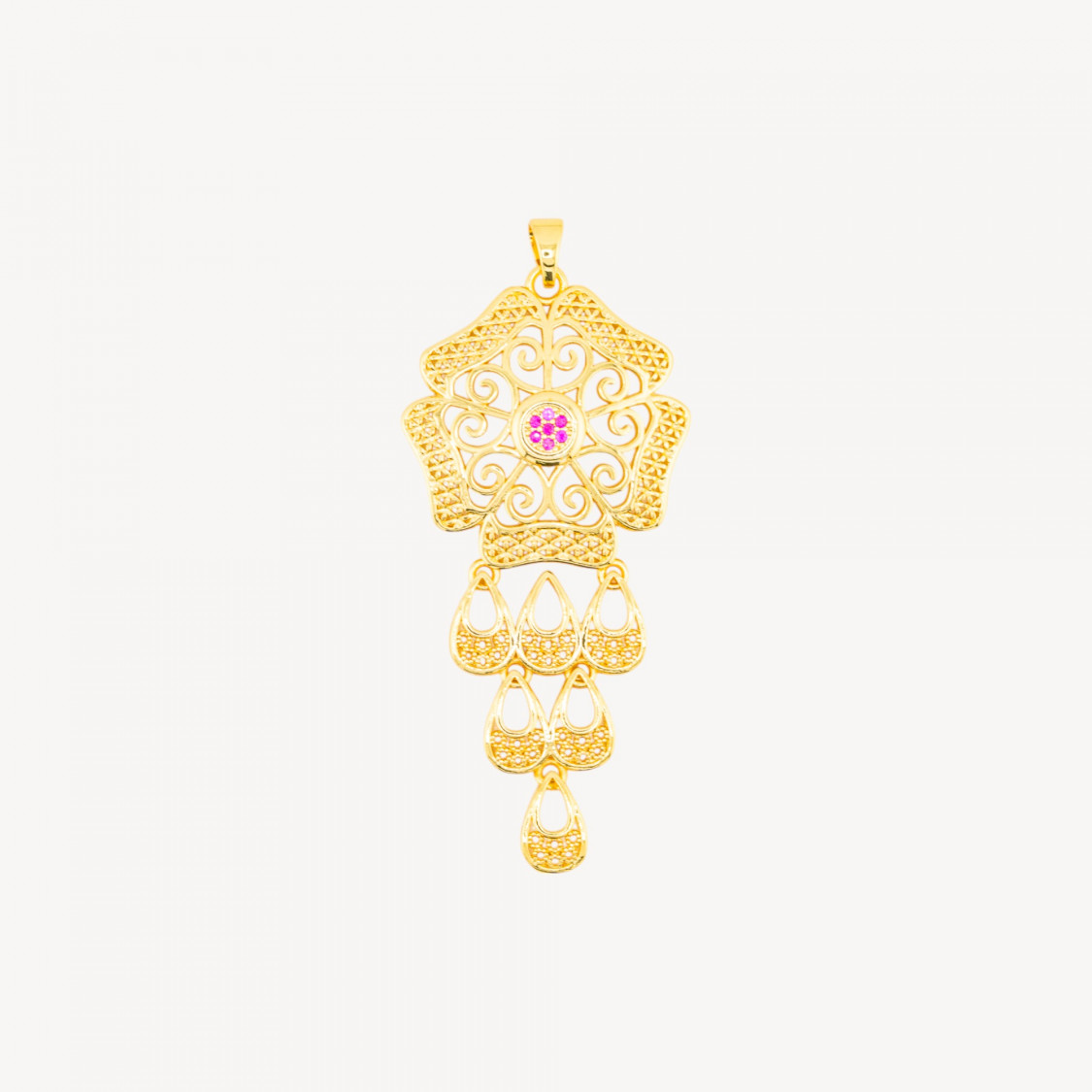 Colgante de latón con circonitas 34x72mm-COLGANTES DE LATÓN | Worldofjewel.com