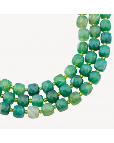 Agata Verde Striata Taglio Rigido Cubo Sfaccettato 10mm-GREEN AGATE | Worldofjewel.com