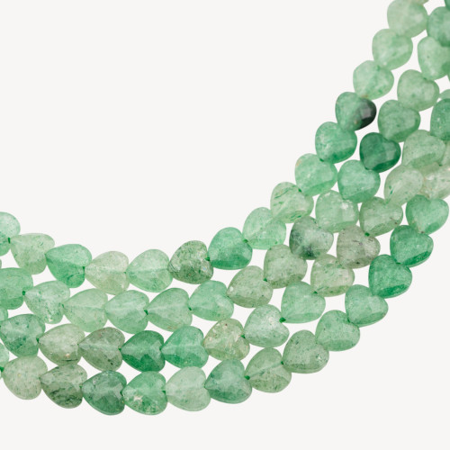 Aventurine verte en forme de cœur, facettée, taillée à plat, 8 mm