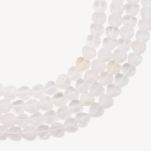 Rock Crystal Heart Flat Faceted Rigid Cut 8mm