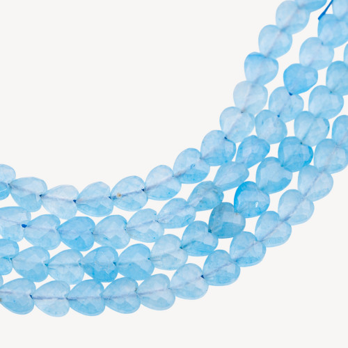 Aigue-marine de jade en forme de cœur, facettée, taillée à plat, 8 mm