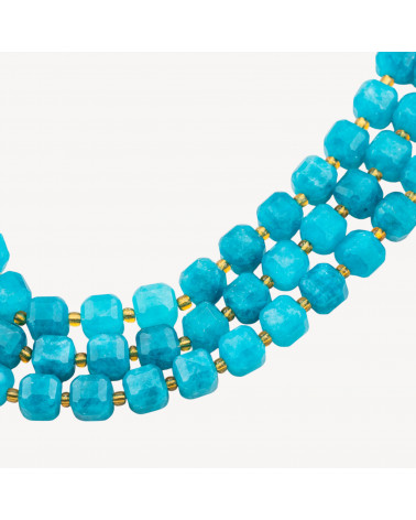 Giada Taglio Rigido Cubo Sfaccettato 10mm Blu Turchese-JADE | Worldofjewel.com