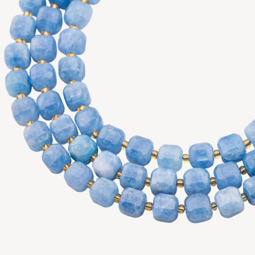 10mm Light Blue Faceted Cube Hard Cut Jade