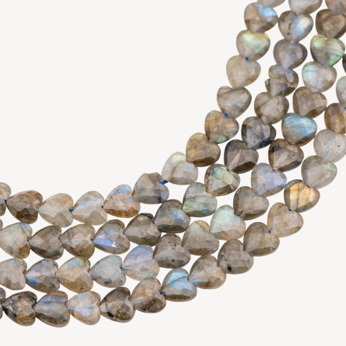 Labradorite Heart Flat Faceted Hard Cut 8mm