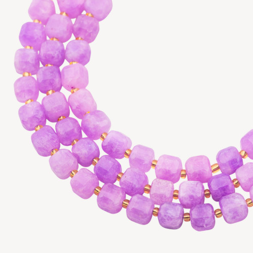Jade facetado en forma de cubo de color púrpura lavanda de 10 mm con corte duro