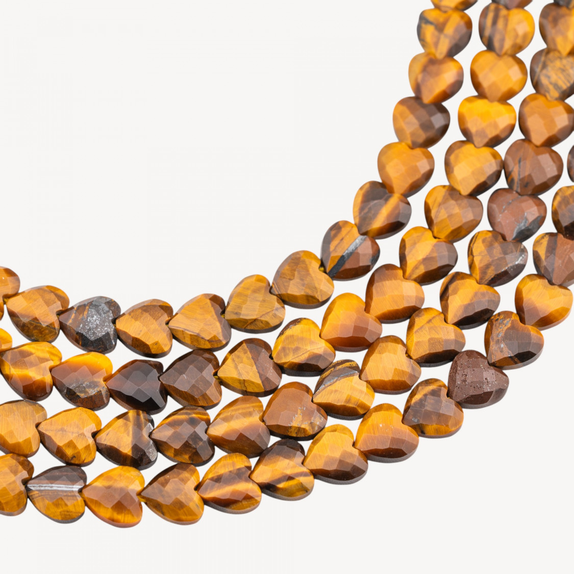 Œil de tigre jaune, pierre plate en forme de cœur à facettes, taille dure, 8 mm-ŒIL DE TIGRE JAUNE | Worldofjewel.com