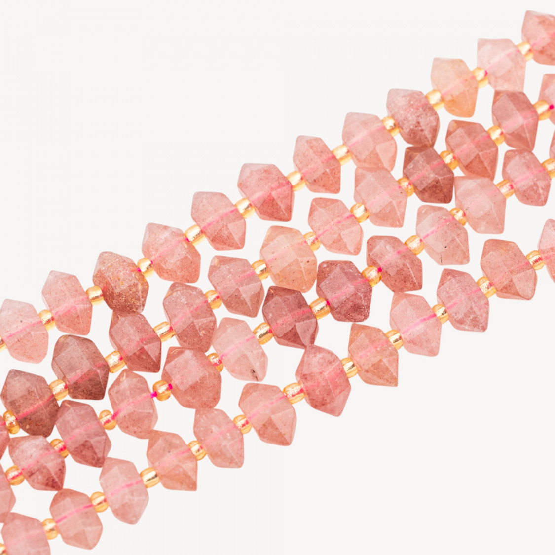 Cuarzo fresa en forma de pepita facetada de 11 x 7 mm-CUARZO FRESA | Worldofjewel.com