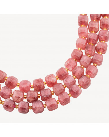 Quarzo Fragola Taglio Rigido Cubo Sfaccettato 10mm-QUARZO FRAGOLA | Worldofjewel.com