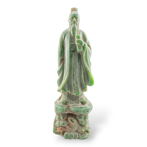 Statuette ornementale en jade jadéite vert, 21 cm