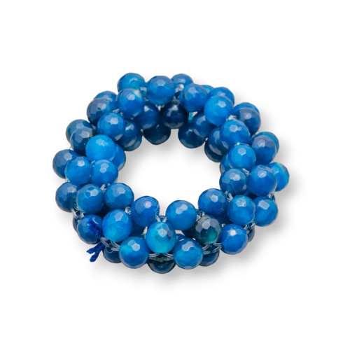 1 Stück blauer Achat, rund, gebohrt, geflochten, Halbedelsteinkomponente, 50 mm