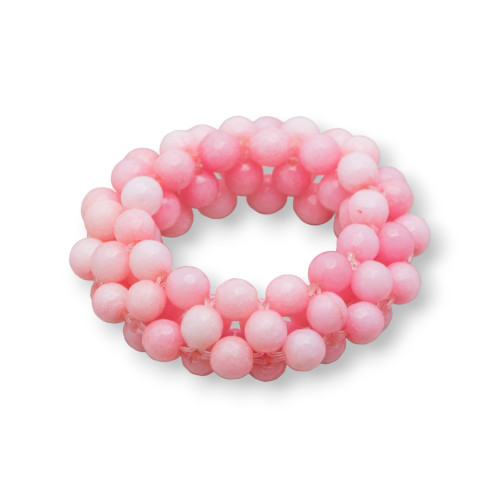 1 Stück rosa Jade, rund, gebohrt, geflochten, Halbedelsteinkomponente, 50 mm