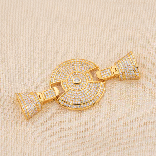 925 Silver Clasp with Micropave Zirconia Multi-strand 6x60mm 1pc Gold Plated