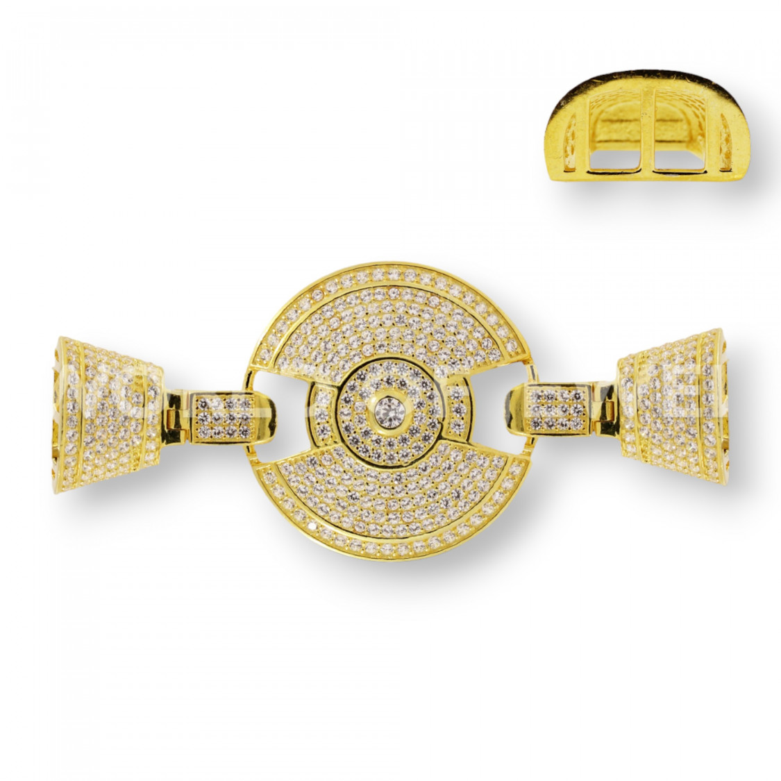 Chiusura Di Argento 925 Con Zirconi Micropave Multifilo 6x60mm 1pz Dorato-CHIUSURE DI ARGENTO | Worldofjewel.com