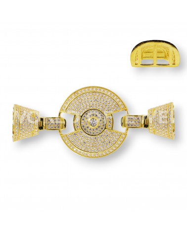 Chiusura Di Argento 925 Con Zirconi Micropave Multifilo 6x60mm 1pz Dorato-CHIUSURE DI ARGENTO | Worldofjewel.com