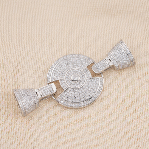 Cierre de plata 925 con micropavé de circonitas, multifilamento, 6 x 60 mm, 1 pieza, chapado en rodio