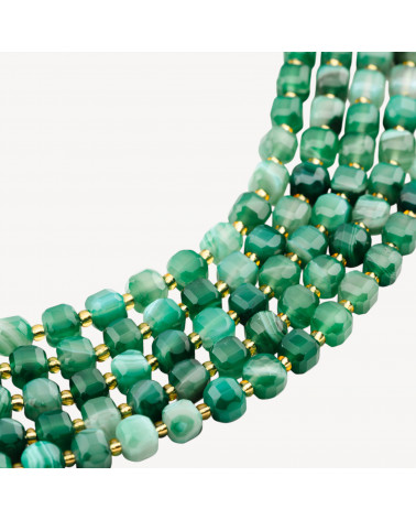 Agata Verde Striata Taglio Rigido Cubo Sfaccettato 8mm-AGATA VERDE | Worldofjewel.com