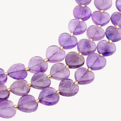 12mm Faceted Flat Heart Amethyst