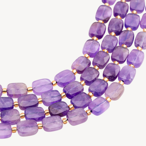 Amethyst Flat Rectangle Faceted 8x10mm