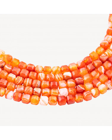 Corniola Striata Taglio Rigido Cubo Sfaccettato 6mm-CARNELIAN RAYÉ | Worldofjewel.com