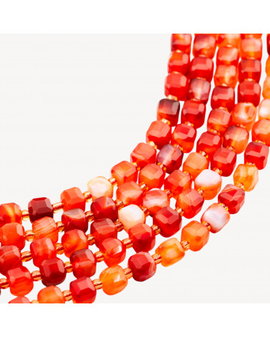 Corniola Striata Taglio Rigido Cubo Sfaccettato 8mm-CARNELIAN RAYÉ | Worldofjewel.com