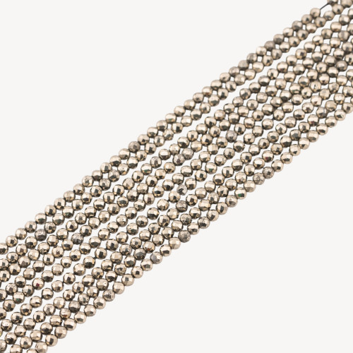 Hematite Pyrite Round Faceted Bead 3mm Hard Cut