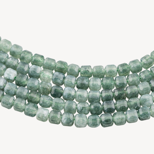 6mm Dark Green Faceted Cube Hard Cut Jade