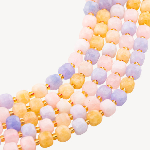 Cubo facetado de 8 mm, jade de corte duro, berilo multicolor