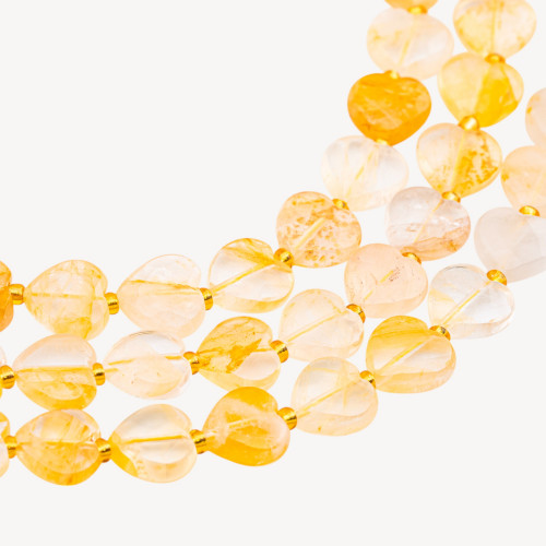 Quartz hématoïde jaune en forme de cœur, facetté plat, 12 mm