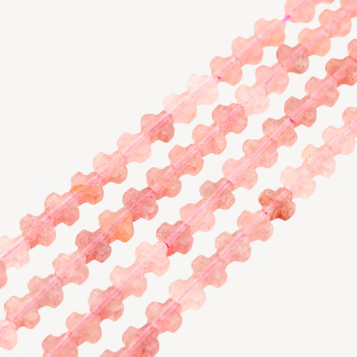 Quarzo Fragola Croce 8mm-CUARZO FRESA | Worldofjewel.com