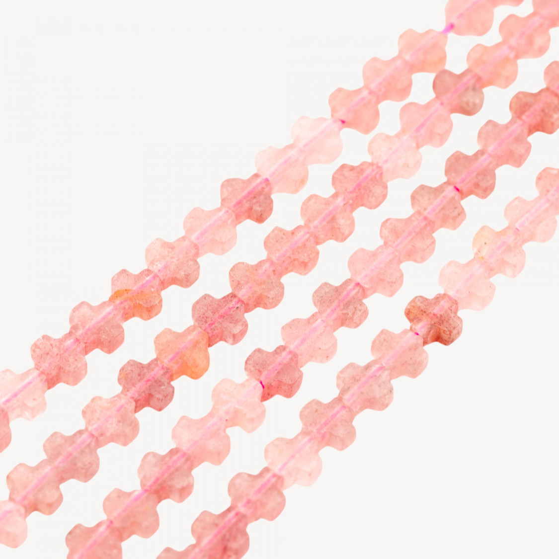 Croix en quartz fraise 8 mm-QUARTZ FRAISE | Worldofjewel.com