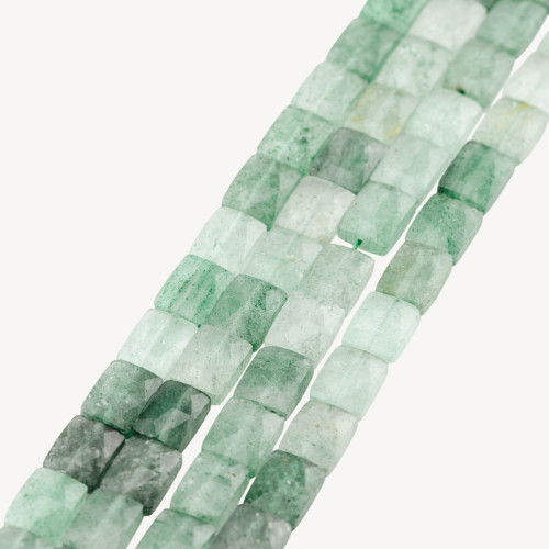 Green Aventurine Flat Rectangle Faceted Hard Cut 8x10mm