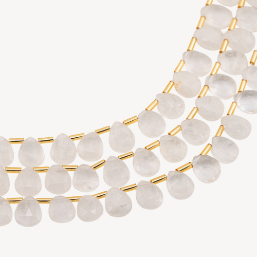 Gotas de cristal de roca facetadas en forma de briolette de 10 x 8 mm