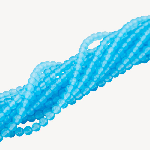 Eisjade-Hellblaue, 4 mm glatte, runde Perlen