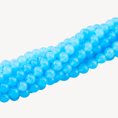 Icy Jade Light Blue 6mm Smooth Round Beads