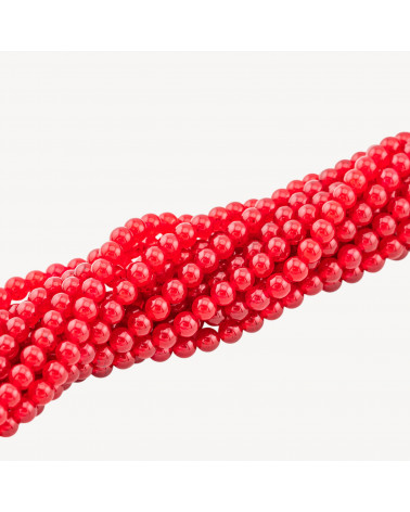 Giada Ghiaccio (Icy Jade) Rosso Perline Tonde Lisce 4mm-EIS-JADE | Worldofjewel.com