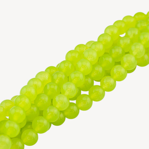 Vert jade clair fluorescent rond lisse 8 mm
