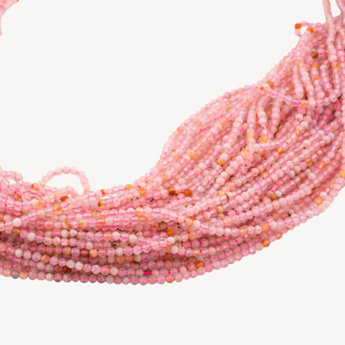 Pink Opal Round Faceted Diamond Cut Bead 2mm