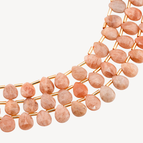 Pink Sunstone Faceted Briolette Drops 10x8mm