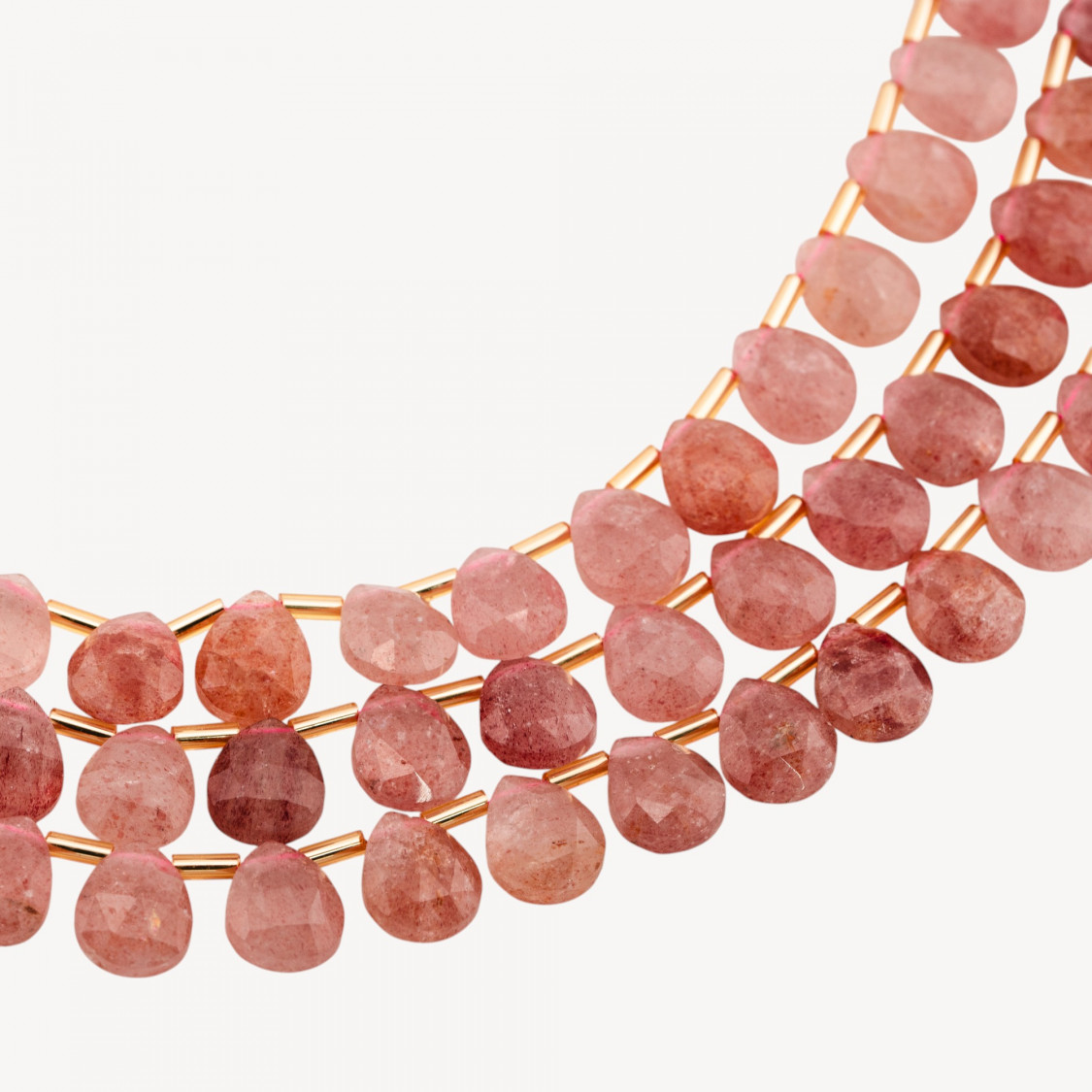 Gotas de cuarzo fresa facetadas en forma de briolette de 10 x 8 mm-CUARZO FRESA | Worldofjewel.com