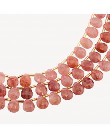 Quarzo Fragola Gocce Briolette Sfaccettate 10x8mm-CUARZO FRESA | Worldofjewel.com